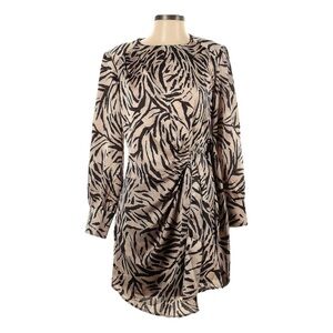 Dress Forum Zebra Print Blouson Mini Dress S NWT Tan Black Long Sleeve 90s Glam